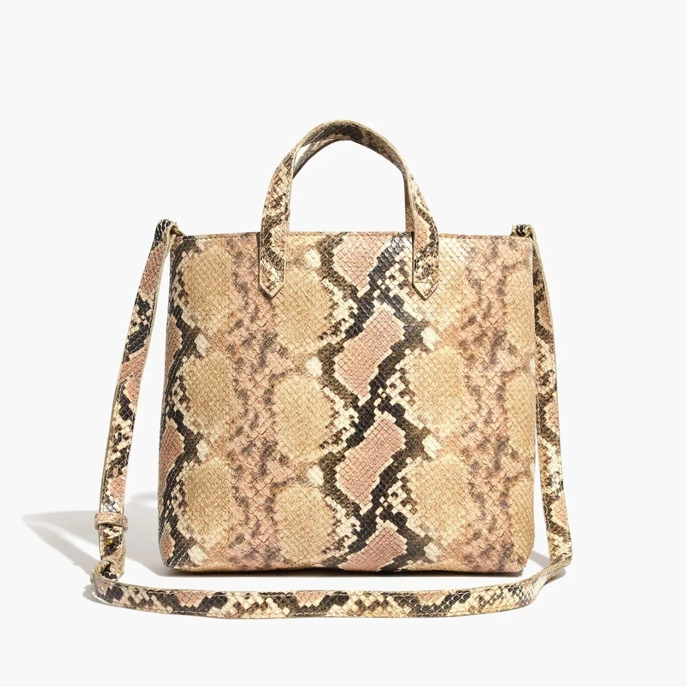 Madewell Transport Tote Snakeskin Leather Crossbody Bag Western Boho Minimalist